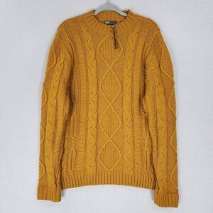 ASOS Mustard Cable Knit Crewneck Sweater
